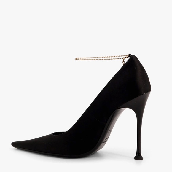 SAINT LAURENT Regine 110 Doville YSL anklet chain crepe satin pumps - Picture 6 of 6